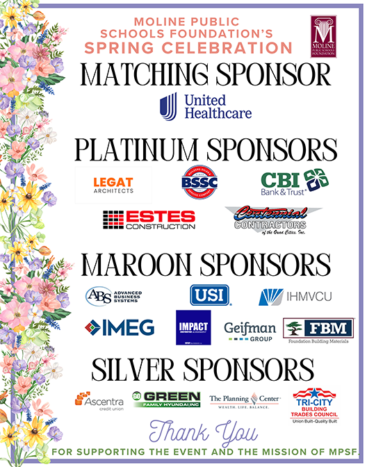 Border of flowers around text with information about the MPSF Spring Celebration