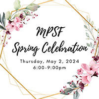 Border of flowers around text that reads 2023 MPSF Spring Celebration